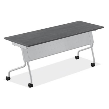 coastal gray table with white legs and metal back on wheels